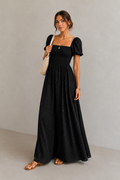 Séraphine Black Textured Maxi Dress