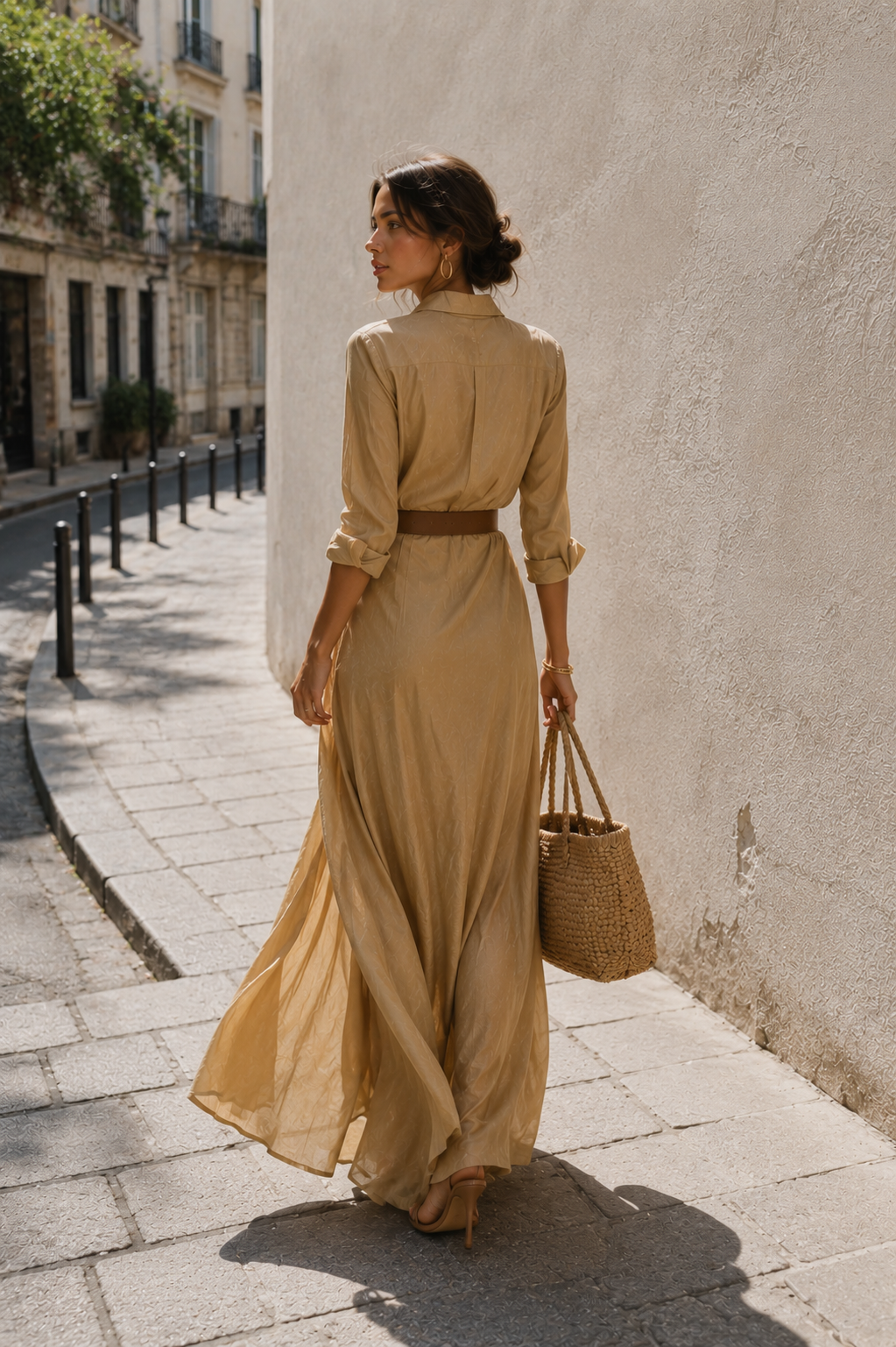Ladies Draped Shirt Maxi Dress — clean and elegant