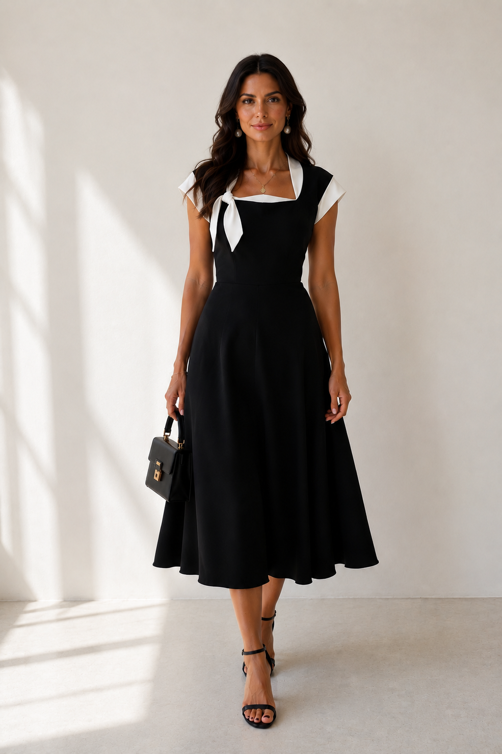 Joséphine Bow Collar Midi Dress
