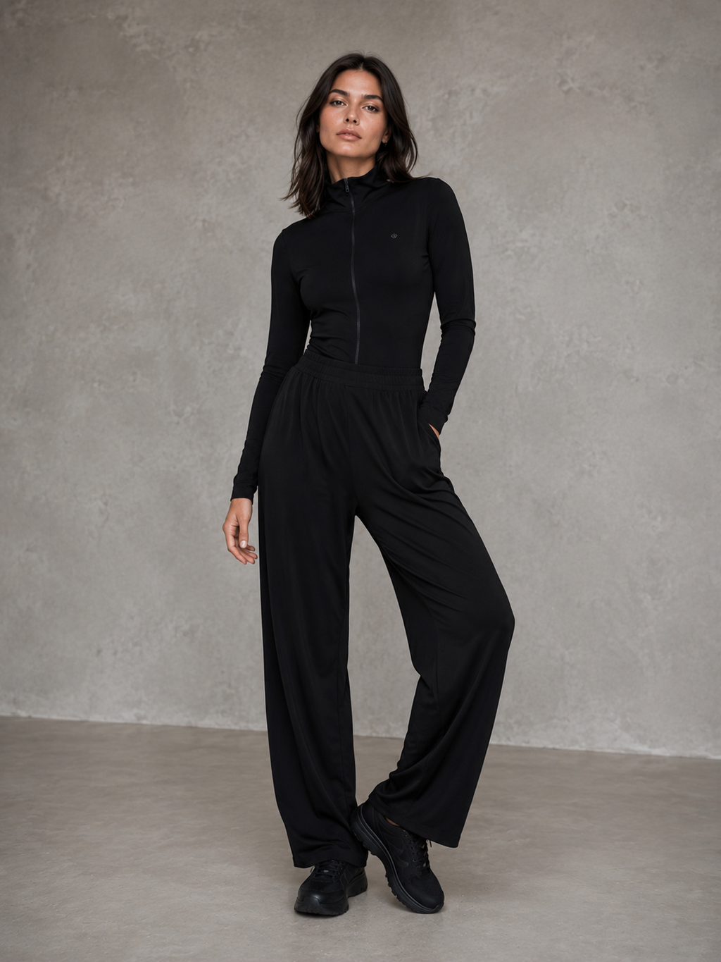 Women's Sporty Zip-Up Maxi Dress – Relaxed Cotton Blend