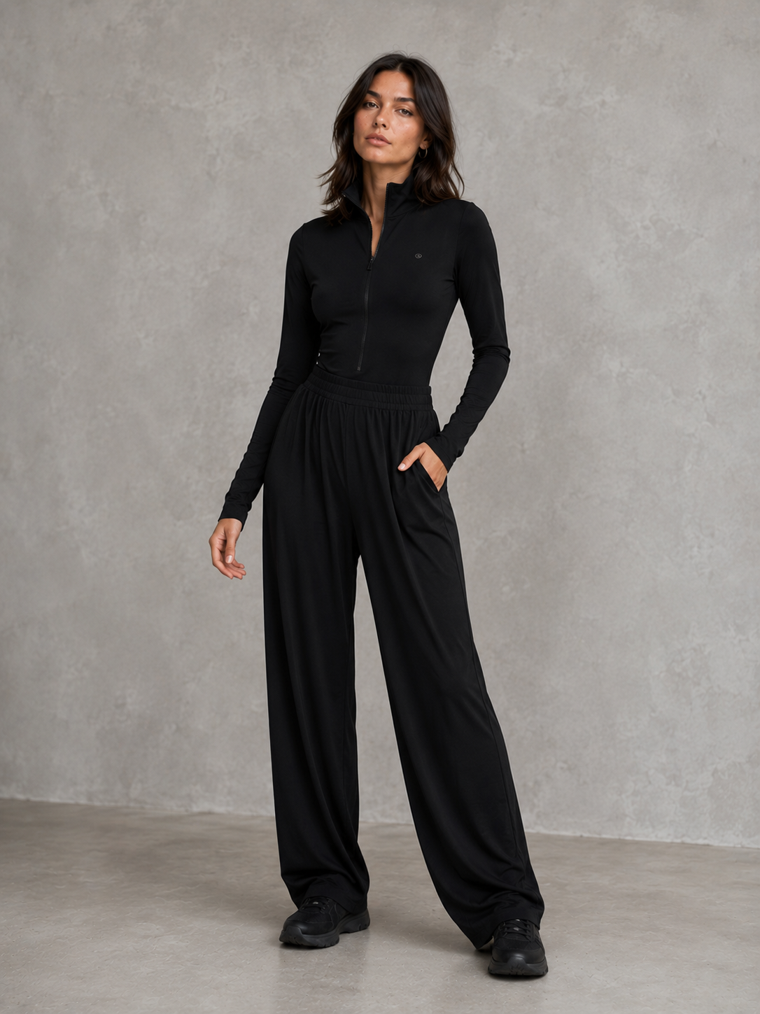 Women's Sporty Zip-Up Maxi Dress – Relaxed Cotton Blend